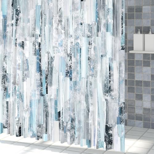 Light Blue Abstract Art Shower Curtain 72x72 Inch