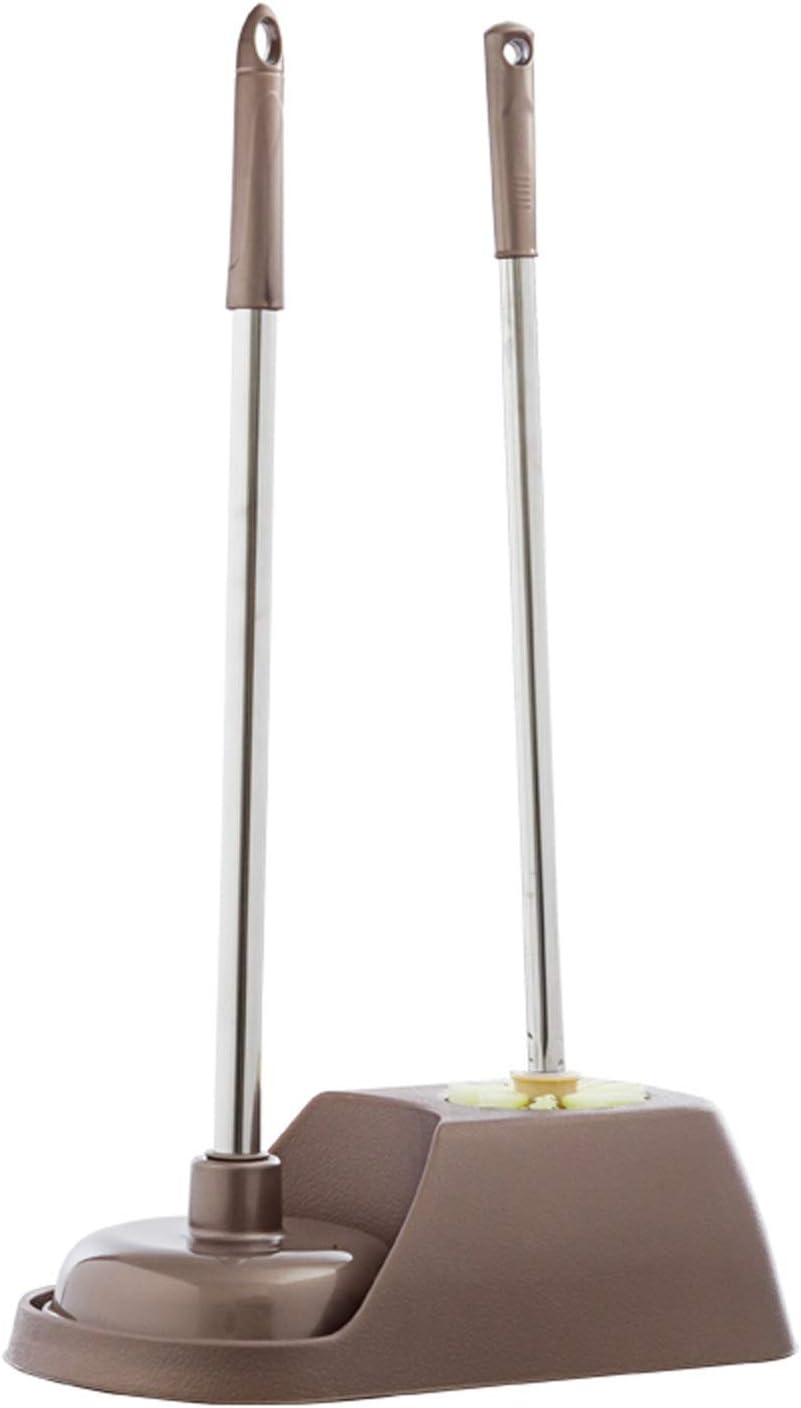 HEXEH Toilet Brush and Plunger Set with Holder GreyBrown