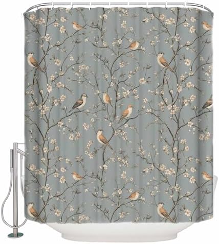ZOE GARDEN Tree Birds Shower Curtain Set