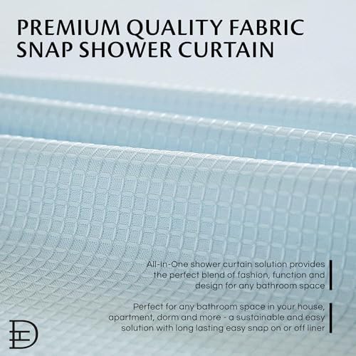 Dainty Home Waffle Weave Shower Curtain Set in Sky Blue