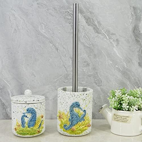 BATH 77SHANCO Resin Seahorse Toilet Brush Holder Set
