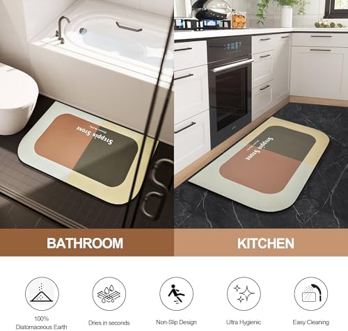 FathersDen Diatomite Stone Bath Mat - Non Slip 236x157 Brown