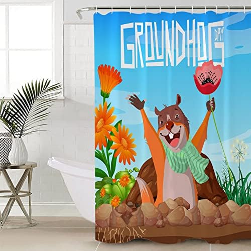 Groundhog Day Shower Curtain Set with Hook 60x72