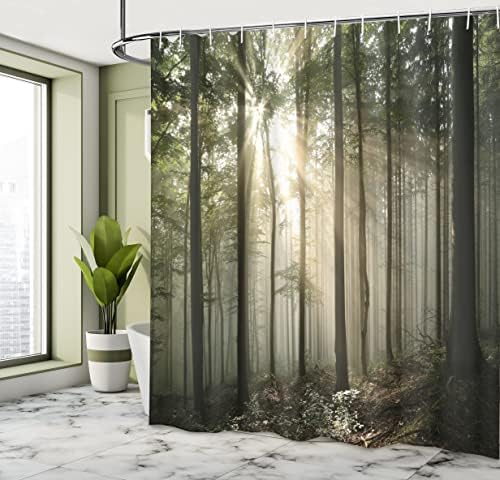 Ambesonne Forest Shower Curtain Set with 12 Hooks