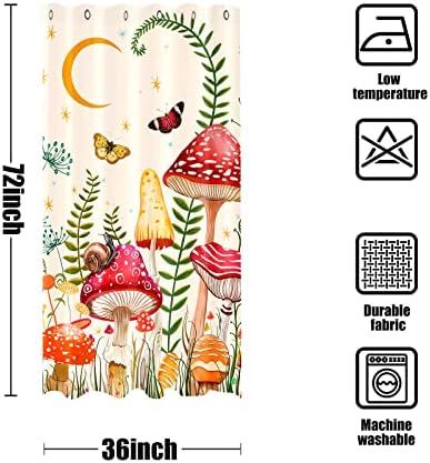 Zussun Mushroom Pattern Shower Curtain Set Beige