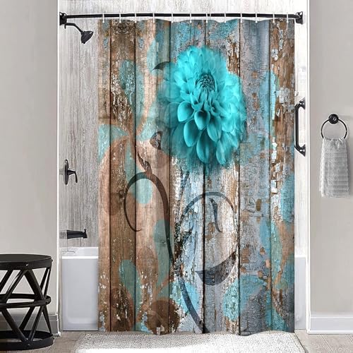 JAWO Teal Dahlia Small Shower Curtain Set
