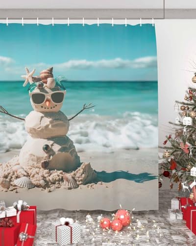 ZOE GARDEN Christmas Beach Shower Curtain Set 72x72