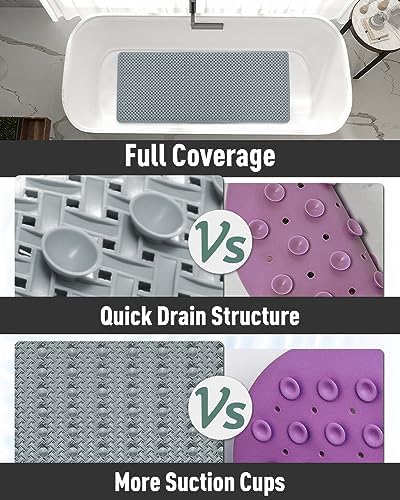 tchdio Non-Slip Bathtub Mat with Suction Cups and Drain Holes 1
