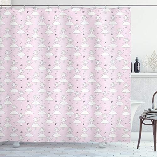 Ambesonne Ballerina Shower Curtain Set with Hooks 69x84