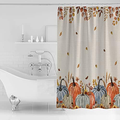 ZOE GARDEN Fall Pumpkins Shower Curtain Set 48x72