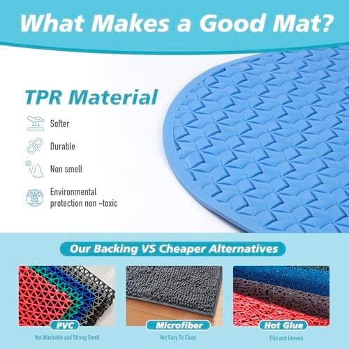 SELIBRE Oval Shower Mat with Suction Cups Blue 275x155