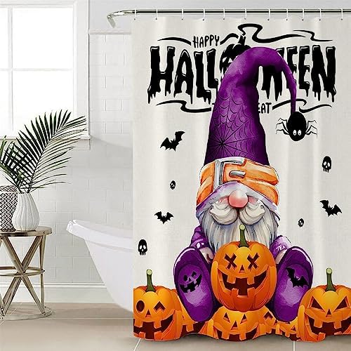 ZOE GARDEN Halloween Gnomes Shower Curtain Set