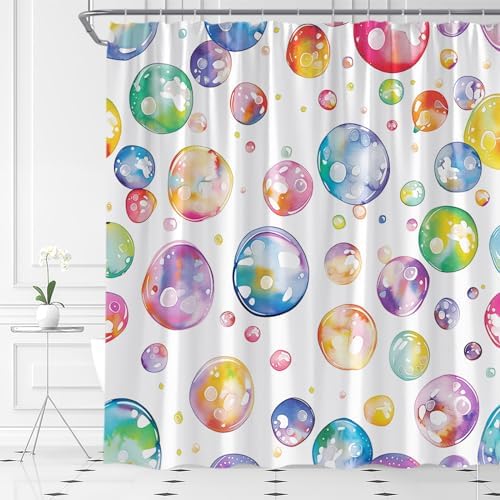 Polka Dot Shower Curtain Set with Hooks for Kids