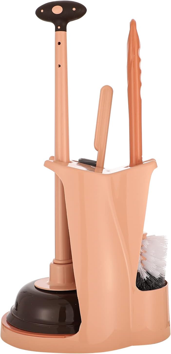 Cq Acrylic Toilet Brush and Plunger Set with Holder - Pink 1 Set