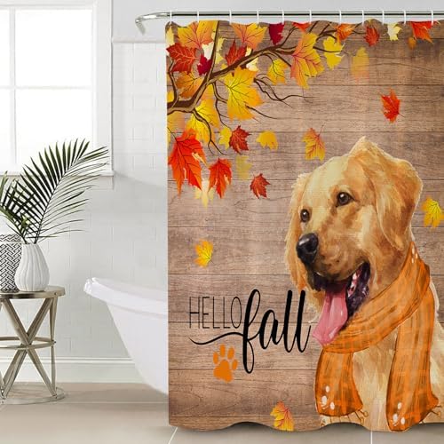 ZOE GARDEN Thanksgiving Shower Curtain Set with Mat and Hooks