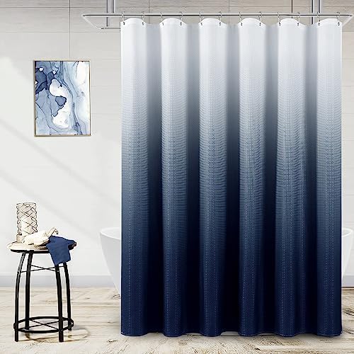 Naturoom Navy Blue Waffle Shower Curtain Set