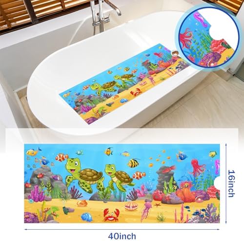16 x 40 Sea Turtle Non-Slip Bath Mat with Cartoon Pattern 1