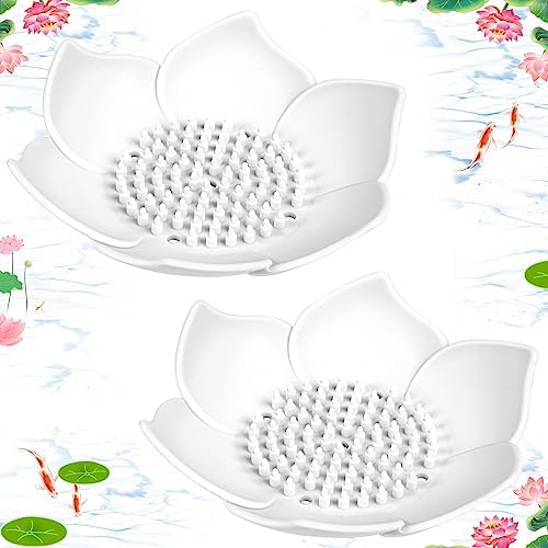 WhistenFla 2 Pack Lotus Flower Shape Silicone Soap Dish