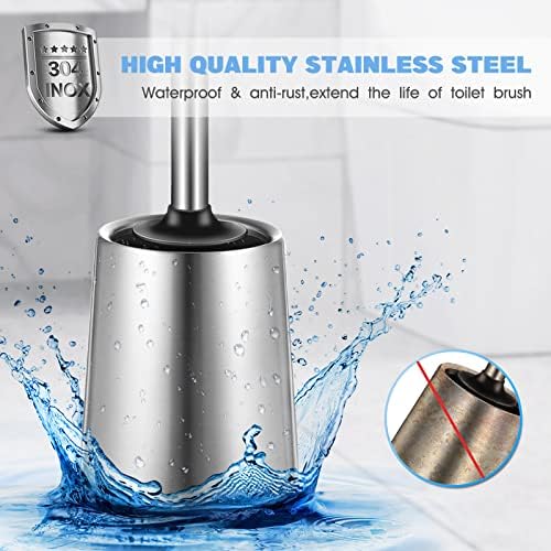 HAMITOR 2Pack Toilet Brush Holder Set - Silicone Stainless Steel