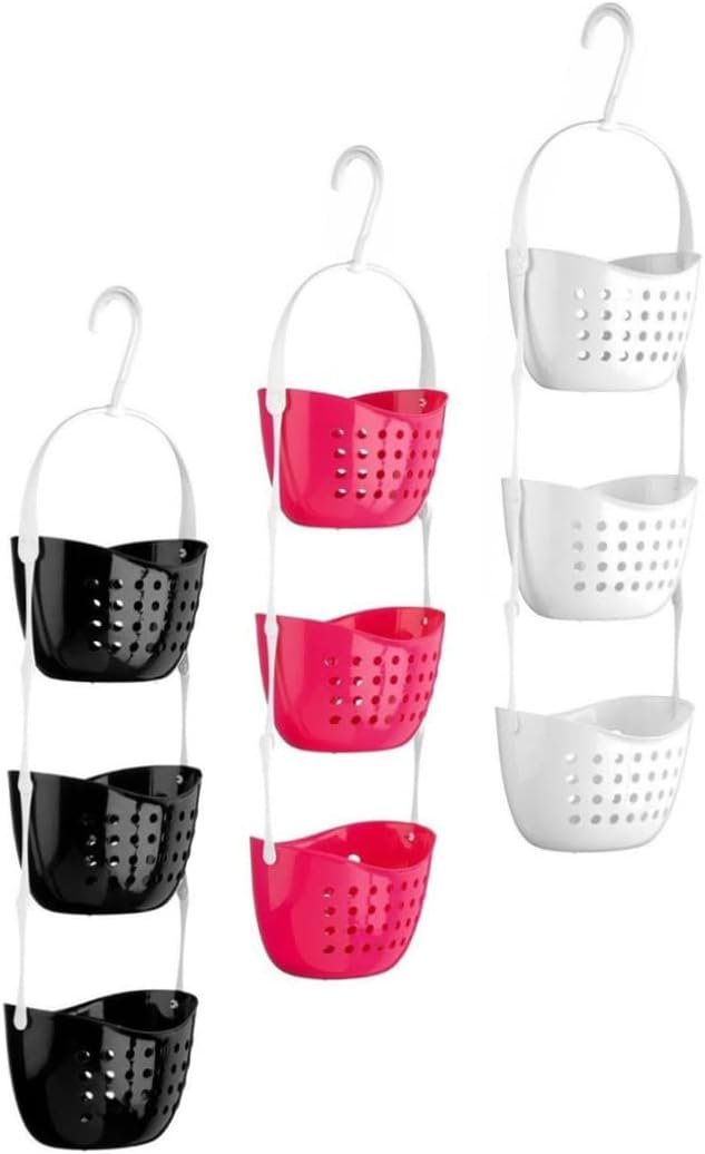 PRETYZOOM 3-Tier Bathroom Hanging Basket Organizer with Rotating Hooks