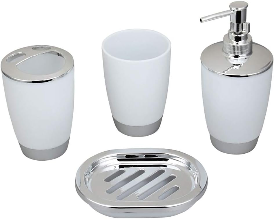 Wilove 4 Pcs Plastic Bathroom Accessories Set