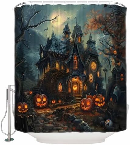 ZOE GARDEN Halloween Pumpkin Shower Curtain Set