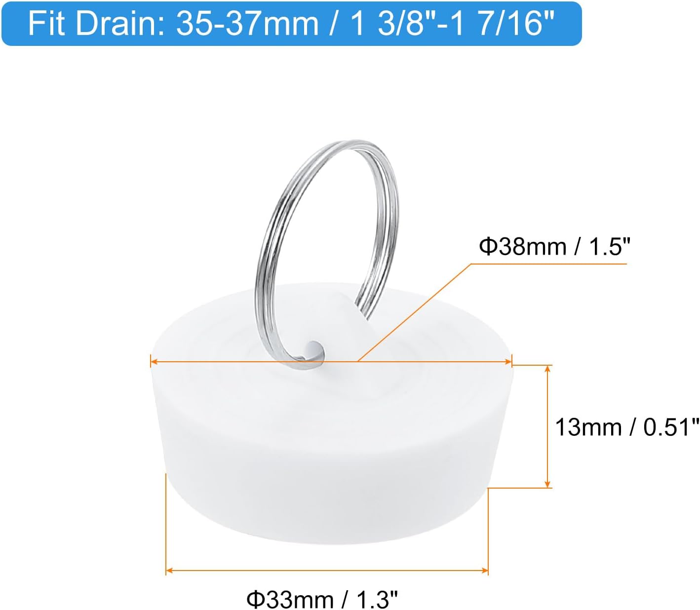 Uxcell Rubber Sink Plug with Hanging Ring White