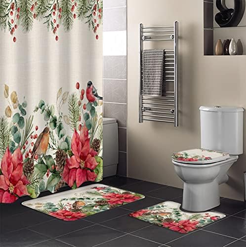 ZOE GARDEN Rustic Christmas Poinsettia Bathroom Set 1