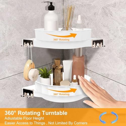 2 Pack Corner Shower Caddy with 360 Rotate