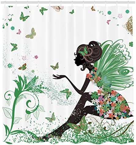 Ambesonne Fantasy Shower Curtain Set 69x70 Fern Green