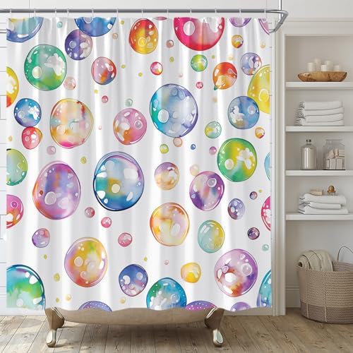 Polka Dot Shower Curtain Set with Hooks for Kids