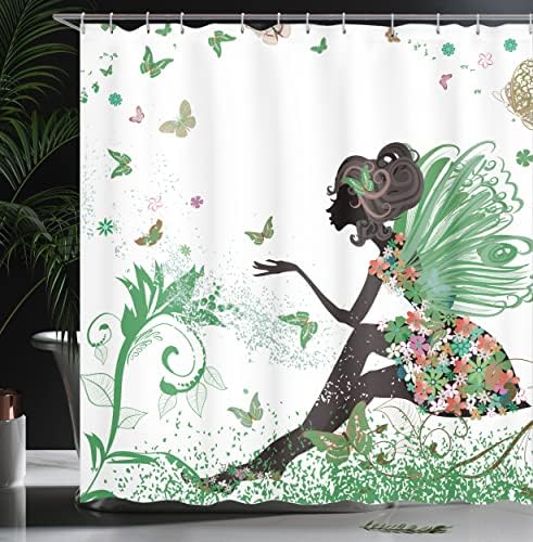 Ambesonne Fantasy Shower Curtain Set 69x70 Fern Green