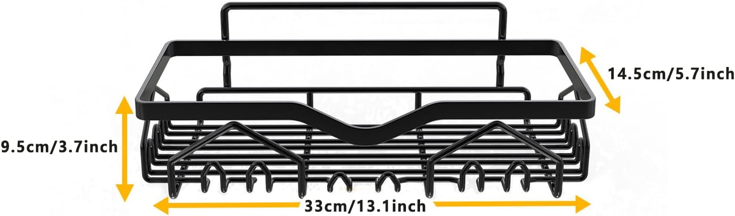 Wall Mounted Shower Caddy Organizer 3 Pcs No Drilling Black L