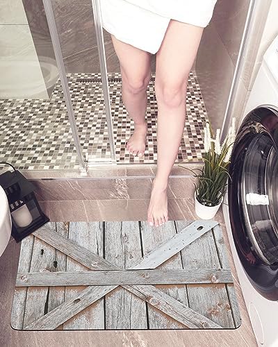 Rustic Barn Wood Grain Bath Mat Non-Slip