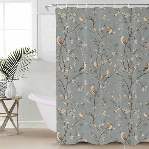 ZOE GARDEN Tree Birds Shower Curtain Set