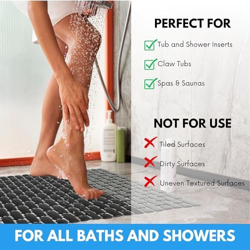 Non-Slip Shower Mat with Suction Cups and Drain Holes
