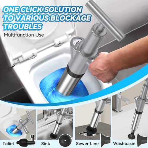 EXPBSYOU High Pressure Toilet Plunger with Visual Barometer