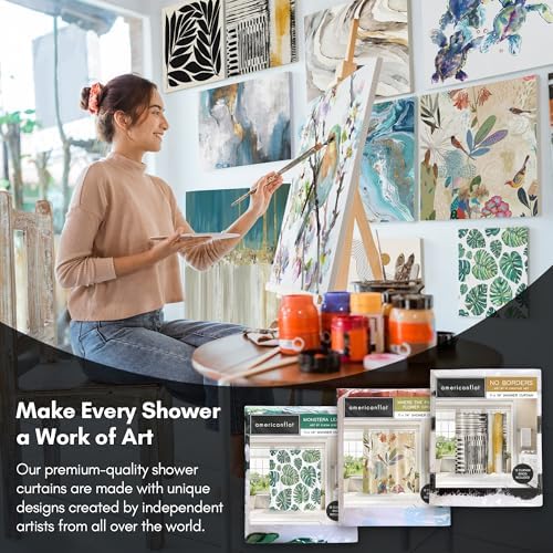 Americanflat 71x74 Floral Shower Curtain with 12 Hooks and Durable Metal Grommets