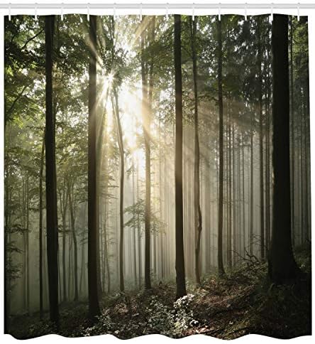 Ambesonne Forest Shower Curtain Set with 12 Hooks