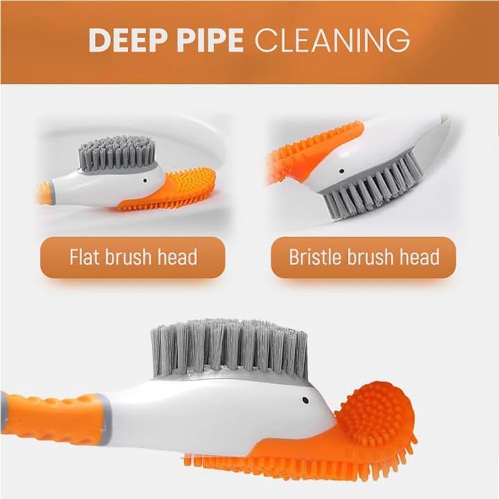 Toilet Brush 2 Pack with Ventilated Holder and Diving Duck Scrubber