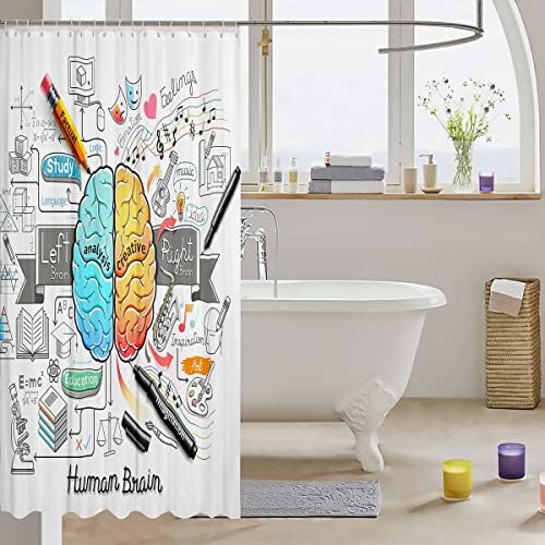 Feelyou Human Brain Shower Curtain Set with 12 Hooks