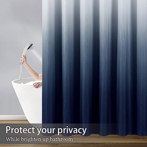 Naturoom Navy Blue Waffle Shower Curtain Set