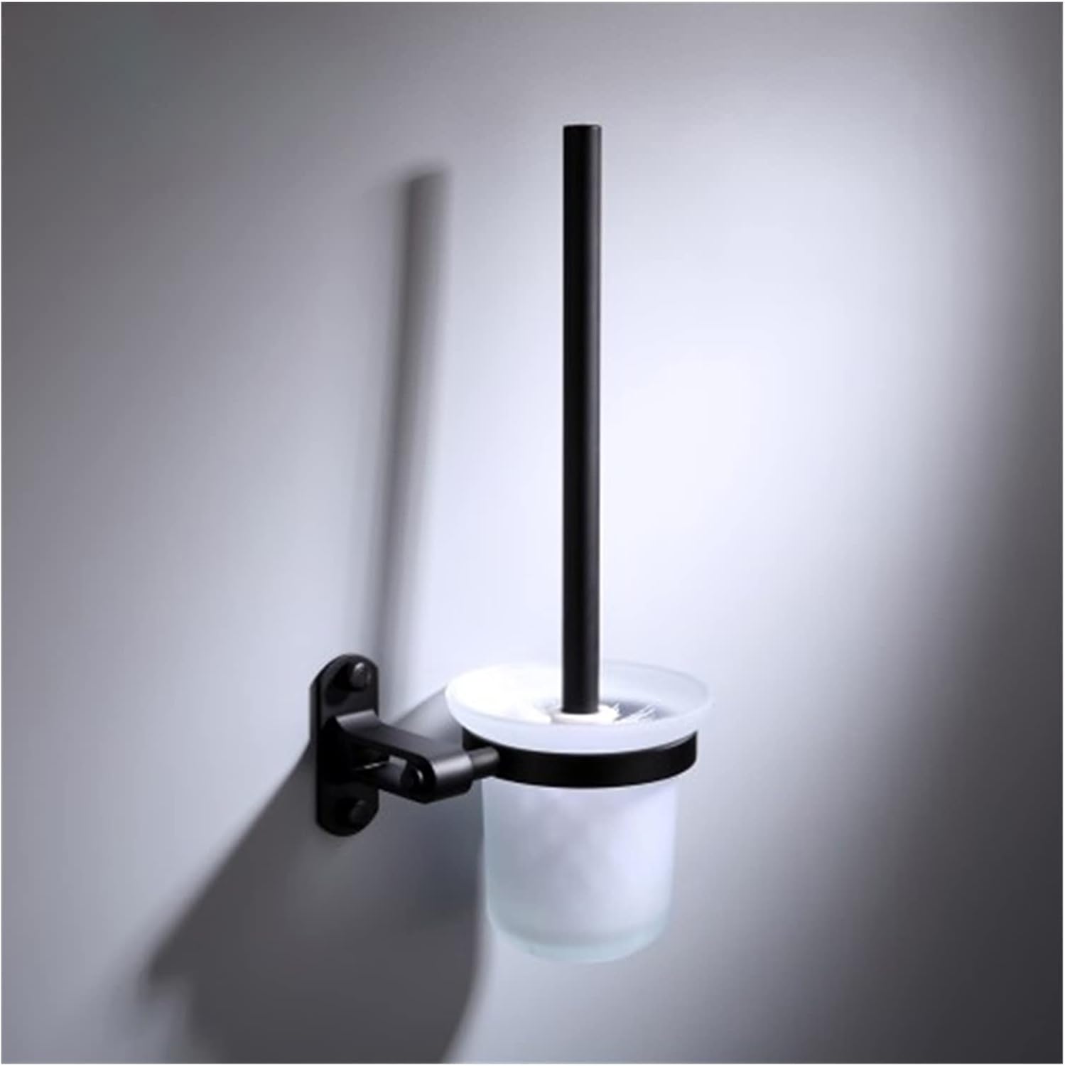 INPETS Black Aluminum Toilet Brush Holder with Suction Cup