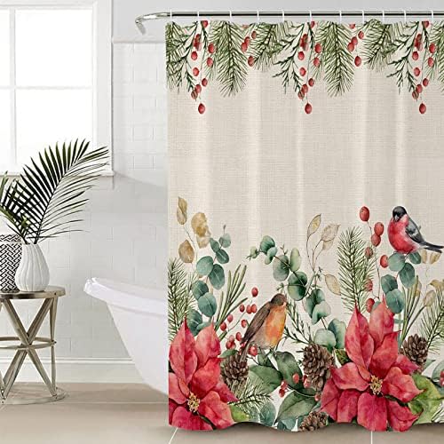 ZOE GARDEN Rustic Christmas Poinsettia Bathroom Set 1
