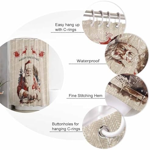 ZOE GARDEN Christmas Santa Bathroom Set with Rug and Hooks