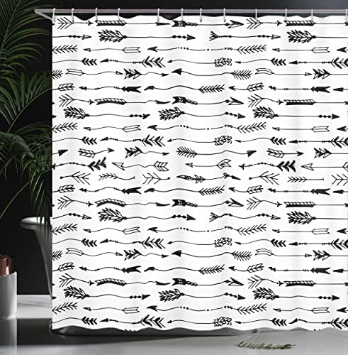 Ambesonne Arrows Shower Curtain Set 69 x 75 White Charcoal