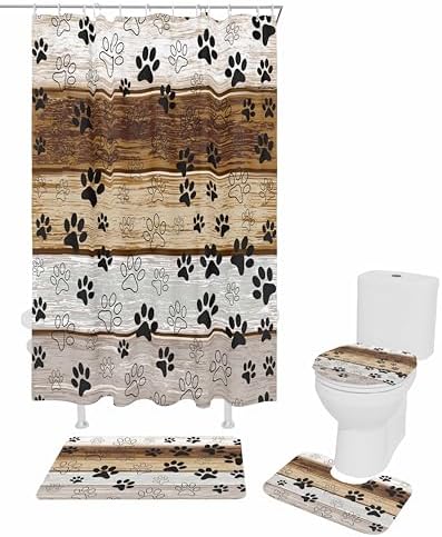 ZOE GARDEN Farmhouse Paw Print Bathroom Set 1