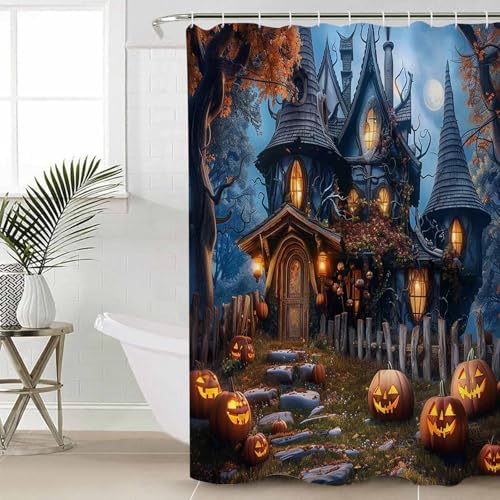 ZOE GARDEN Halloween Shower Curtain Set with Hook 72x84 1