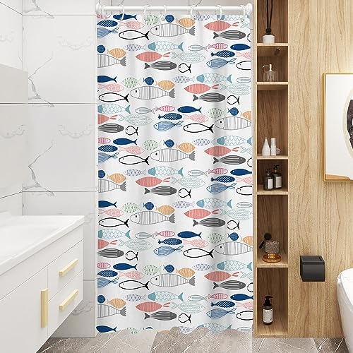 AAtter Colorful Fish Shower Curtain Set 36x72 1