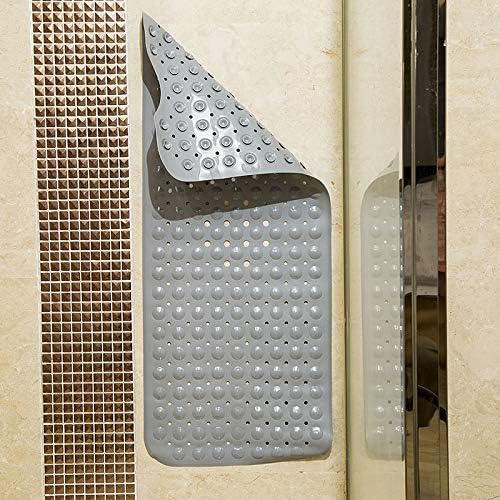 Bathmats Extra Long Non Slip PVC Shower Mat with Suction Cups 40x100cm Grey